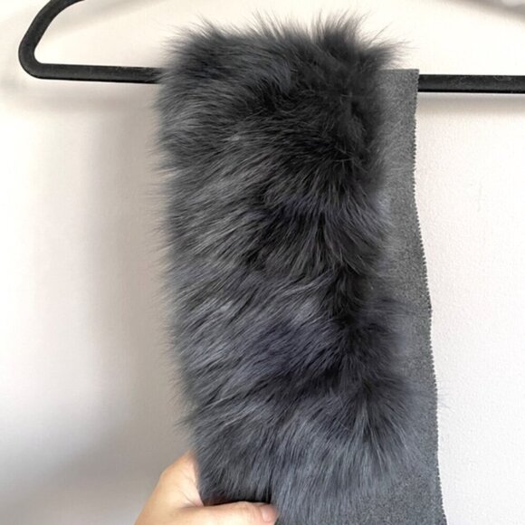 Custom Made Gray Fur Collar Tie Scarf - Picture 4 of 6
